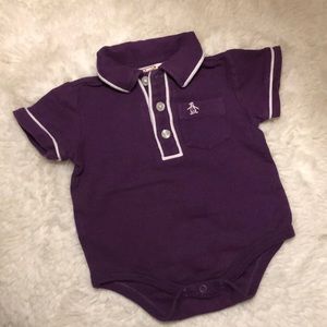 Original Penguin collared snap onesie